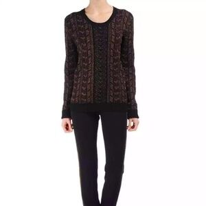 Rag & Bone Pullover Sweater Black Gold Pattern Long Sleeve Size Small